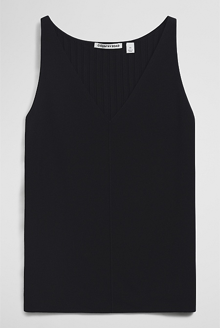 V-Neck Rib Detail Knit Tank V-Neck Rib Detail Knit Tank