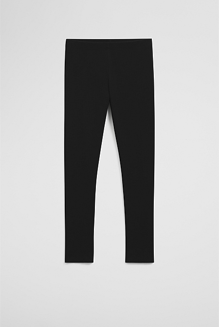Organically Grown Cotton Blend Solid Rib Legging