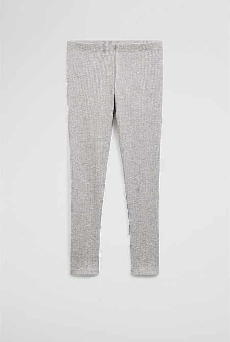 Organically Grown Cotton Blend Solid Rib Legging