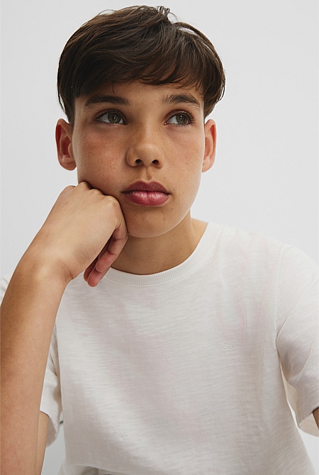 Teen Recycled Cotton Blend Plain CR Short Sleeve T-Shirt