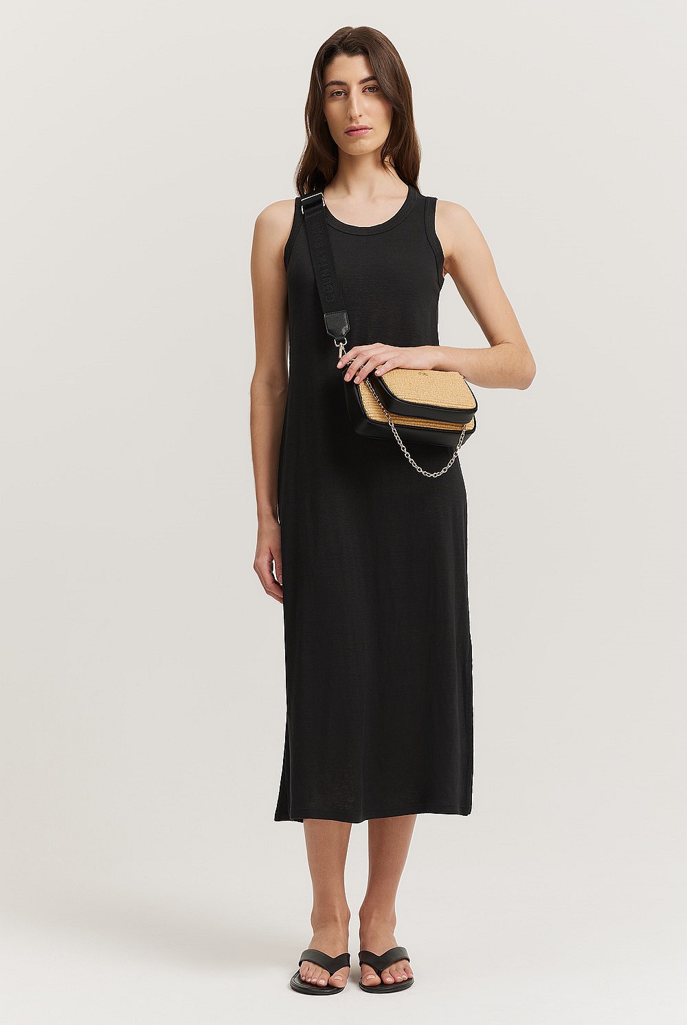 country road jersey dress Black Linen - Dresses Jersey tank dress