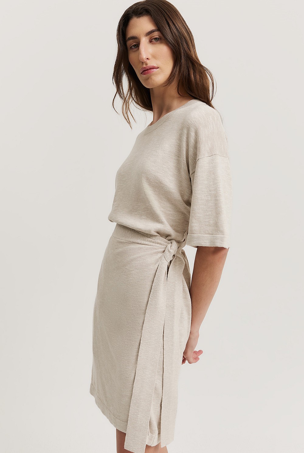 country road linen wrap dress White Linen Wrap Midi Dress - Dresses