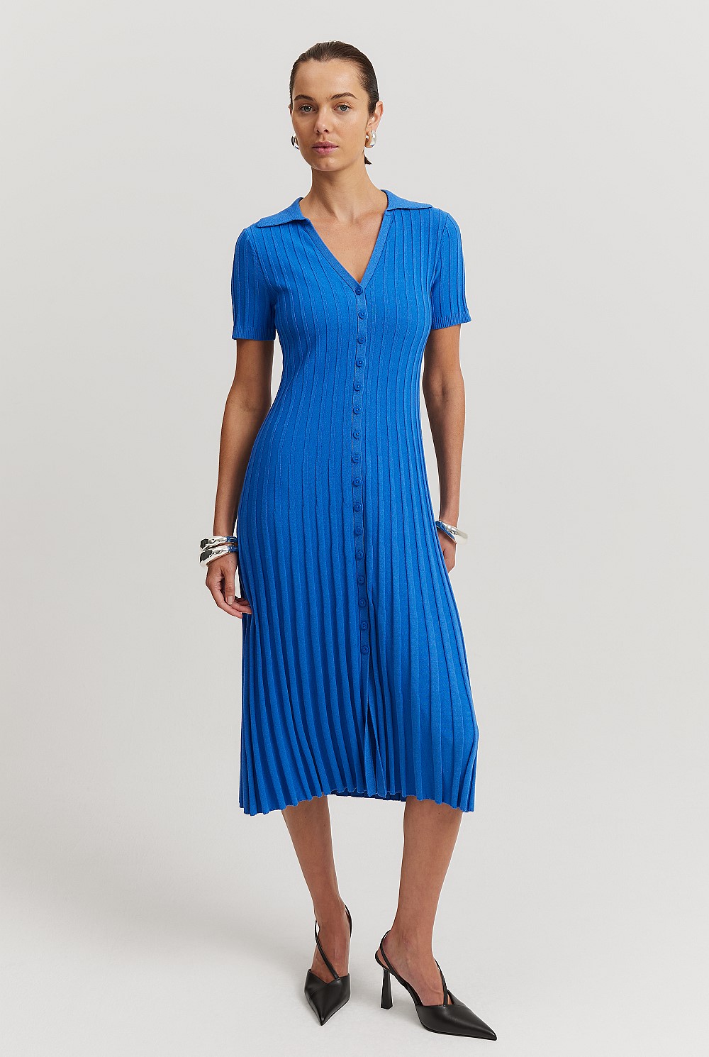 country road blue dress Ocean Pleat Knit Midi - Knitwear XS/34 Giulia Lace Maxi Dress Size:9 Years