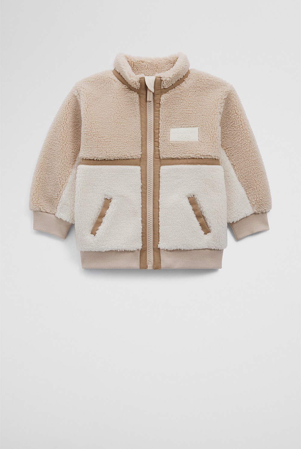 Stone Multi Sherpa Zip-Through Jacket - Jackets & Coats | Country Road