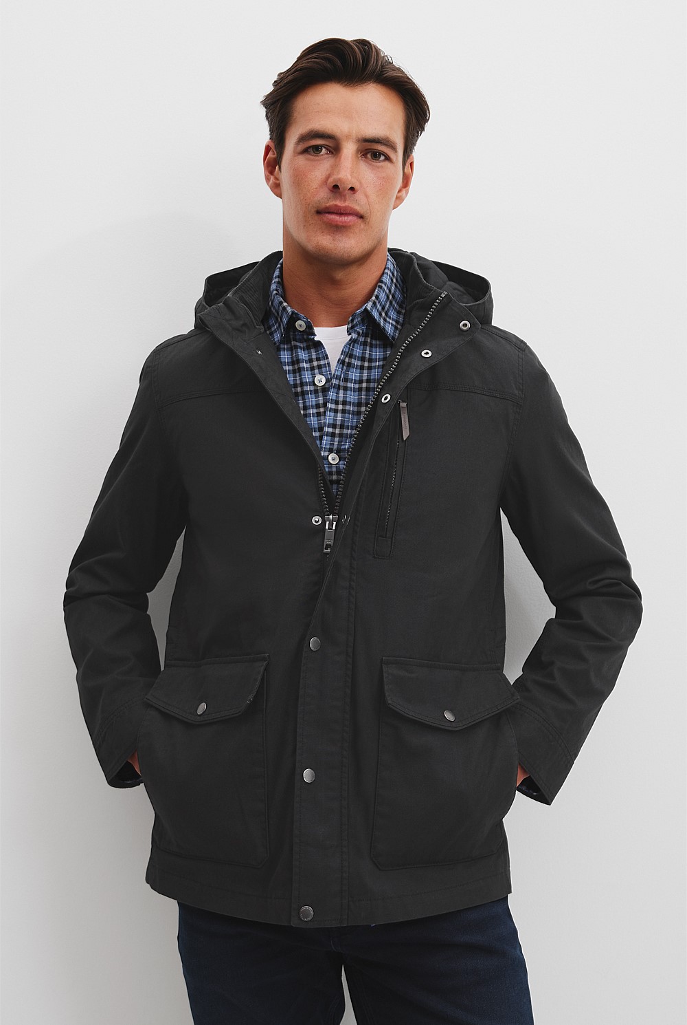 Washed Black Canvas Parka - Work | Country Road