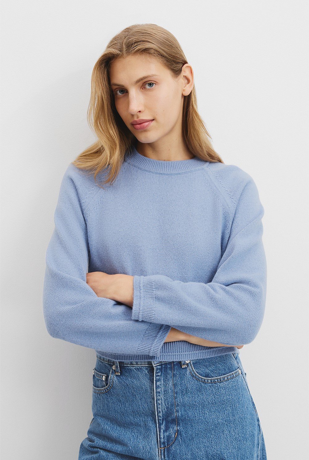Steel Blue Organically Grown Cotton Cashmere Knit Knitwear