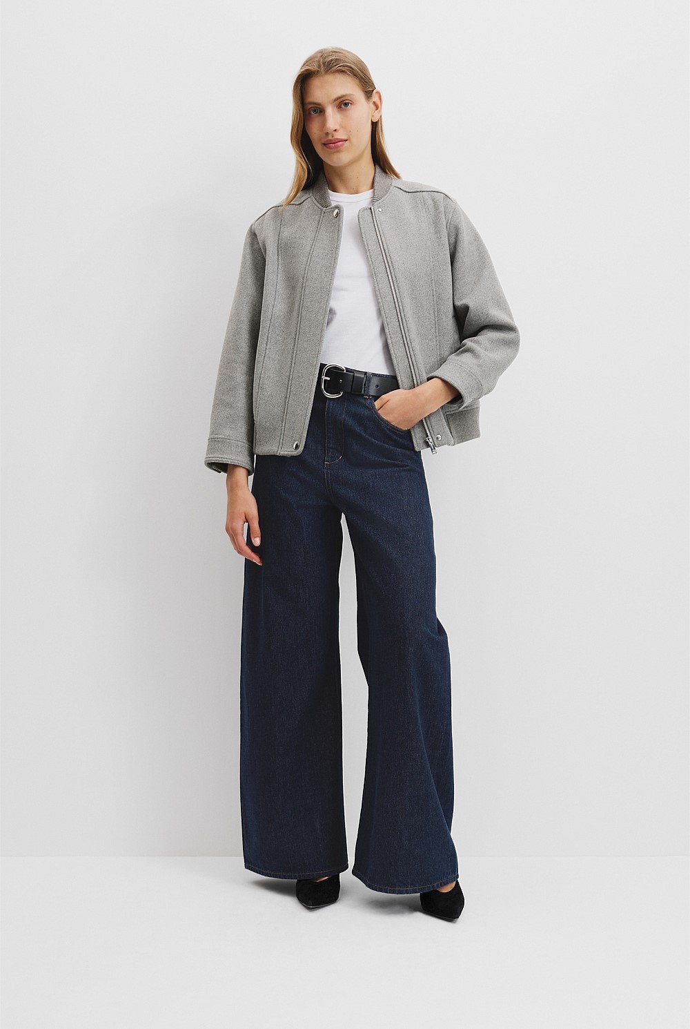 Grey Wool Blend Bomber Jacket Jackets Coats Country Road