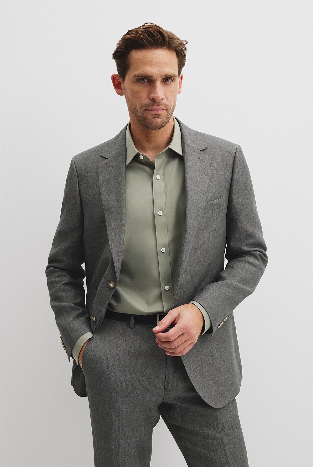 Country Road Men Linen Blazer Green Linen Slim Fit Blazer 48