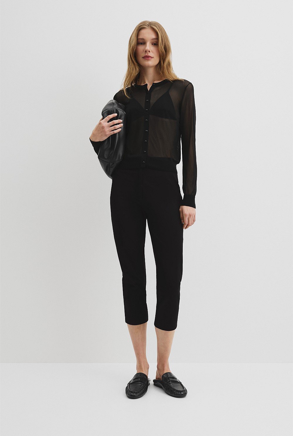 Black Sheer Knit Cardigan - Knitwear | Country Road