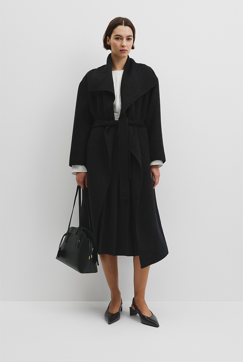 Dark Charcoal Oversized Wrap Coat - Best Sellers | Country Road