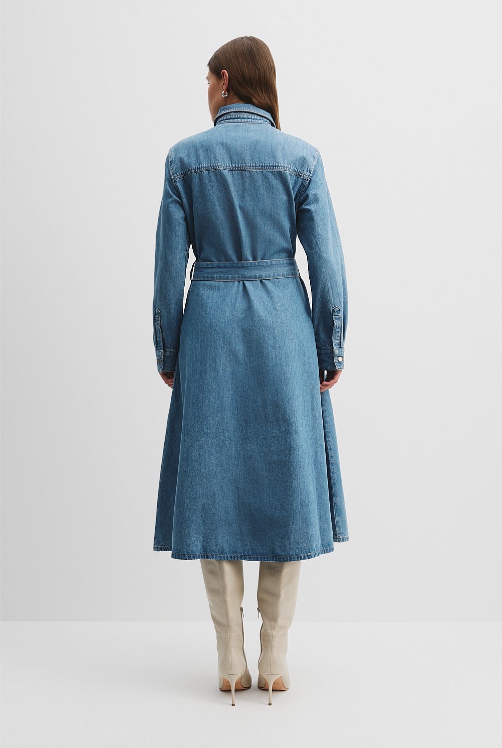 Light Wash Pocket Detail Denim Dress - Natural Fibres