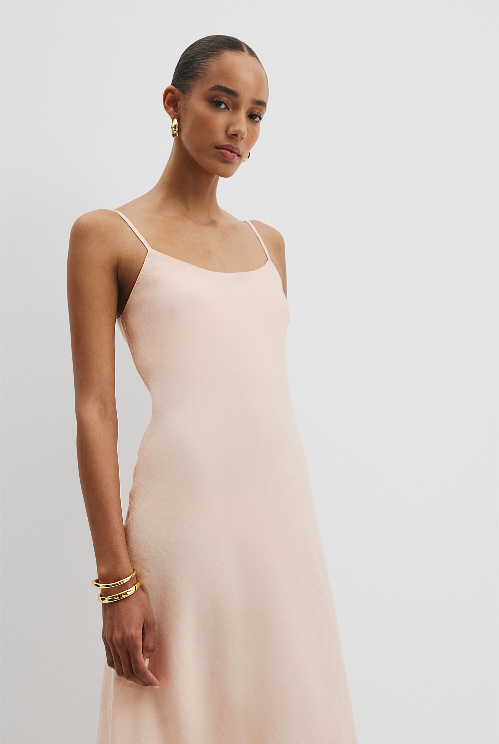 linen slip dress nz Gina Women's Linen Slip Dress | White