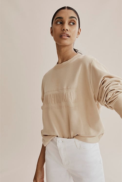 Macadamia Verified Australian Cotton Heritage Sweat Natural