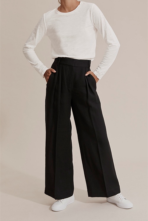 Buy Van Heusen Black Striped Trousers for Women Online @ Tata CLiQ