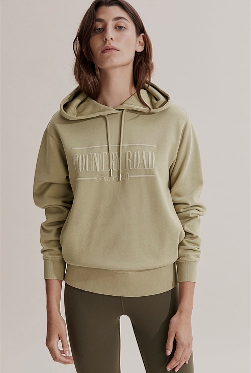 Soft Sage Verified Australian Cotton Hooded Heritage Sweat Sweats Country Road