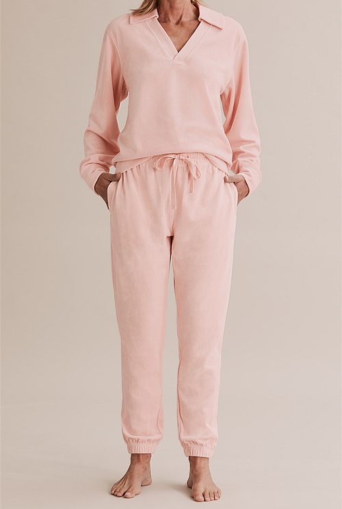 Blush Velour Pyjama Pant Sleepwear Country Road