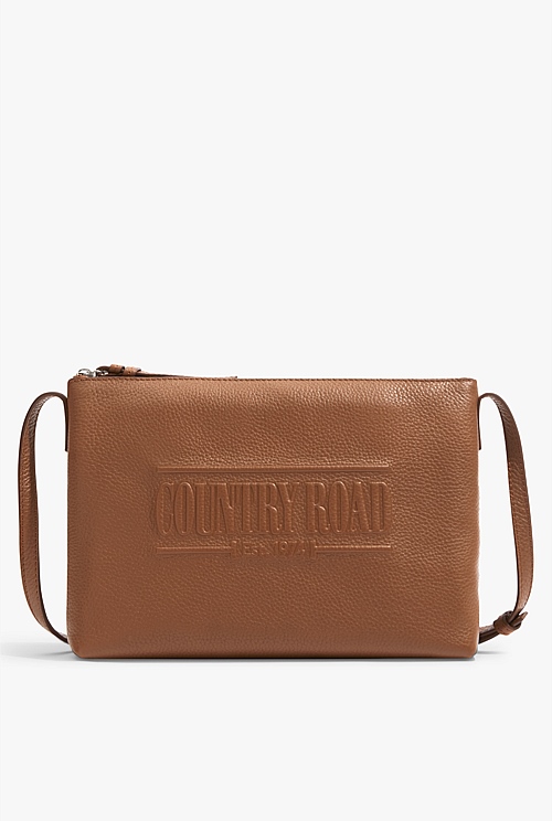 Tan leather crossover online bag