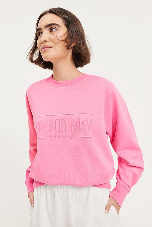 Vibrant Pink Verified Australian Cotton Heritage Sweat Natural