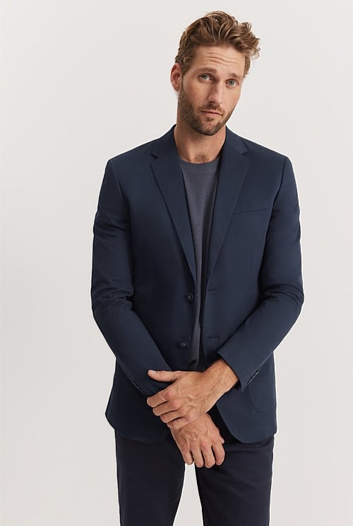 Slim fit cotton discount blazer