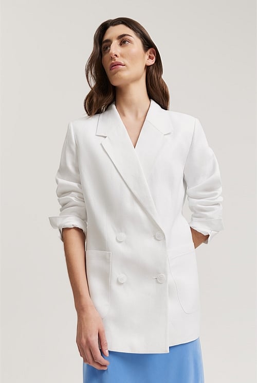 White relaxed blazer sale