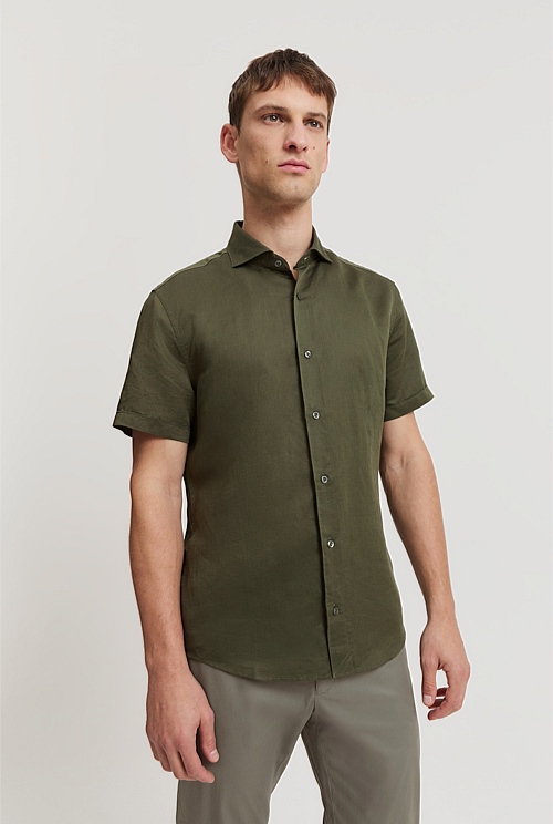 Linen-Cotton Short Sleeve Shirt