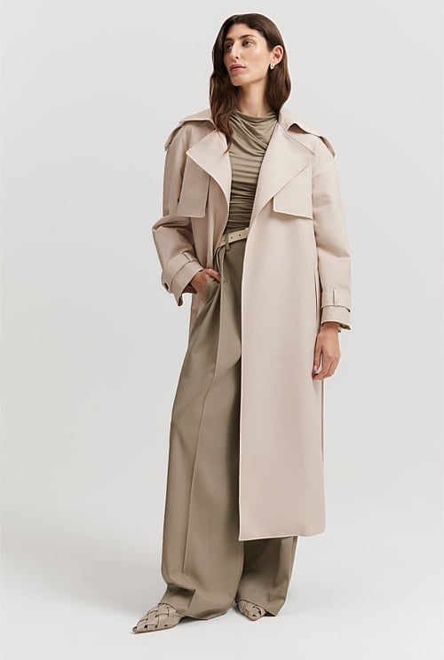 Long cotton trench on sale coat