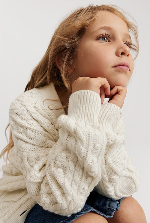 Girls chunky shop knit cardigan