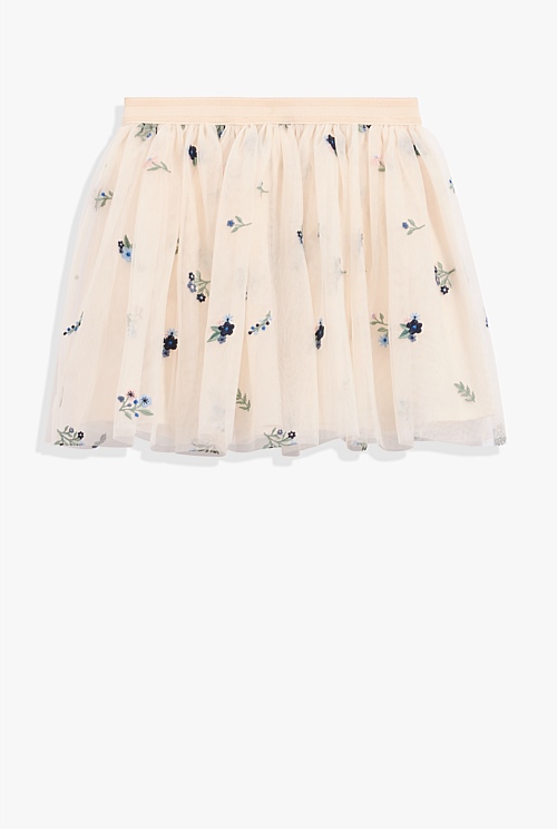 Embroidered tulle skirt best sale