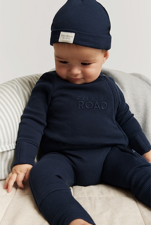 Navy Organically Grown Cotton Waffle Jumpsuit Jumpsuits Bodysuits Country Road