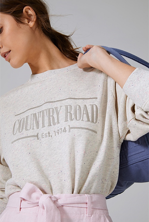 Grey Marle CR Heritage Nep Sweat - Sweats | Country Road