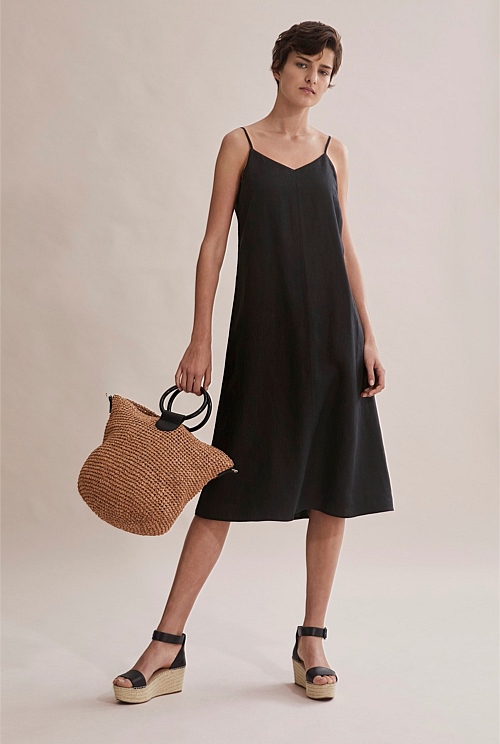 Black Linen Summer Midi Dress Dresses Country Road