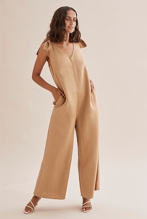 Tan Linen Jumpsuit Dresses Country Road