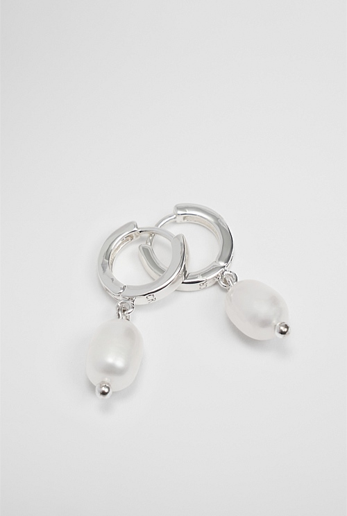 Mini pearl sale hoops