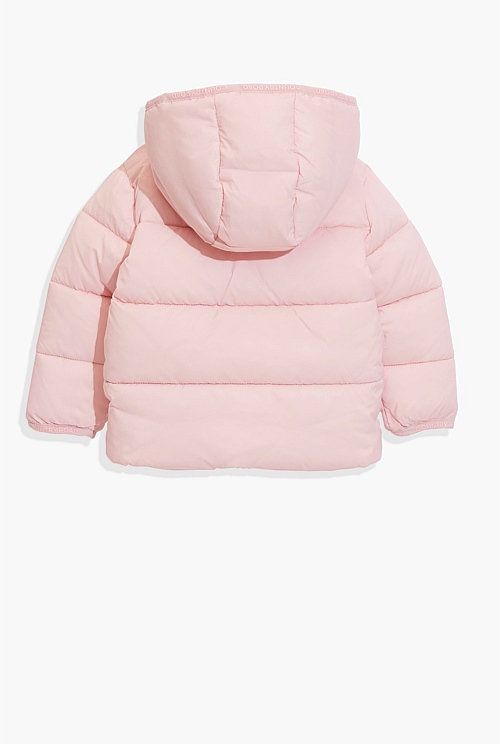 Pastel pink puffer jacket best sale