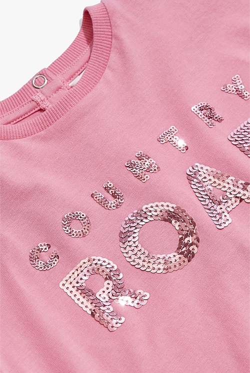 Sequin logo sale t shirt