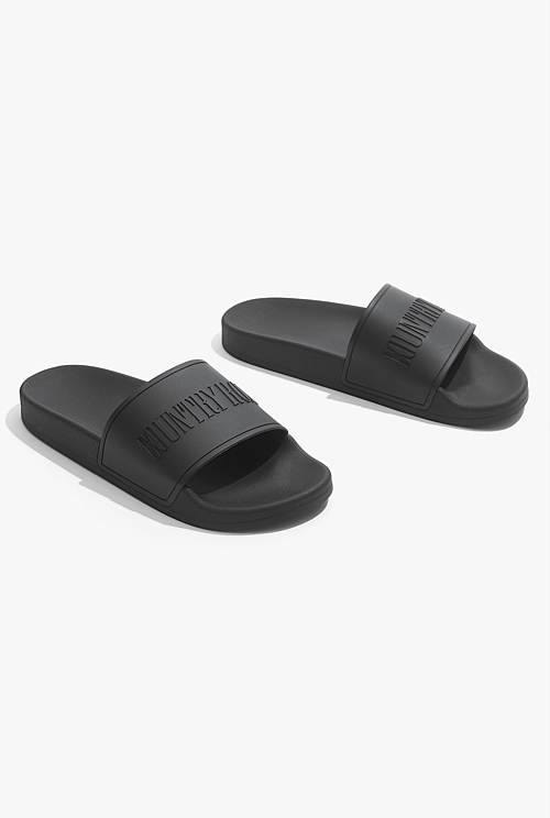 Black Country Road Slide Sandals Thongs Country Road