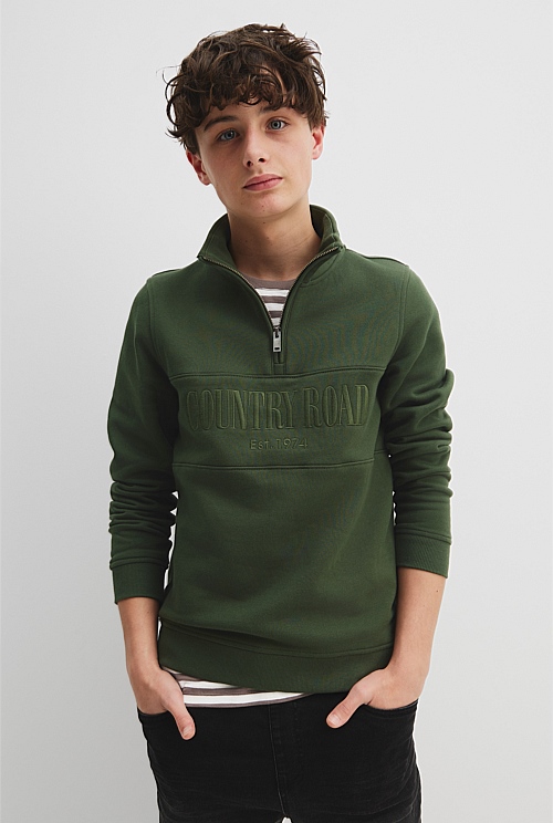 Teen Verified Australian Cotton Heritage Half Zip Sweat - Sweats