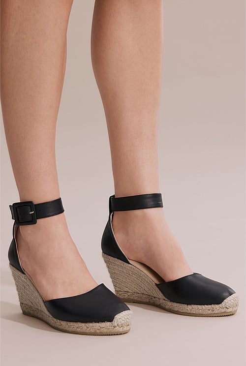 Leather clearance espadrille wedges