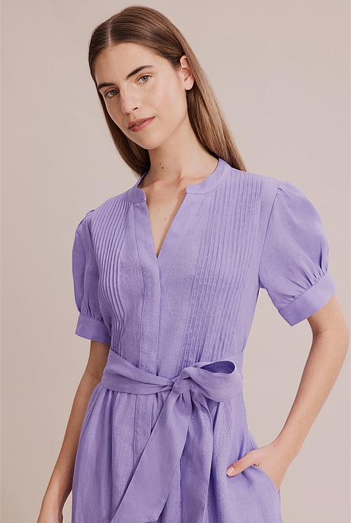 Iris Organically Grown Linen Pin Tuck Midi Dress Dresses Country Road