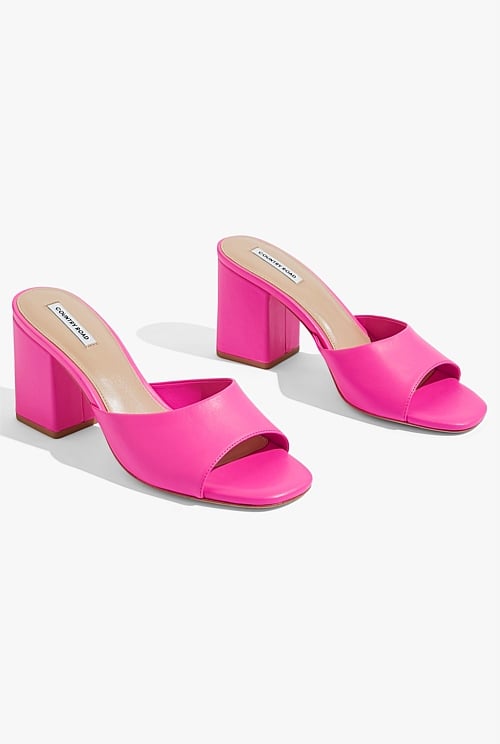 Pink block heel mules best sale