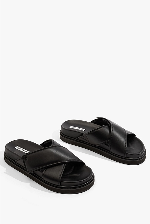 Black Harlow Slide Sandals Thongs Country Road