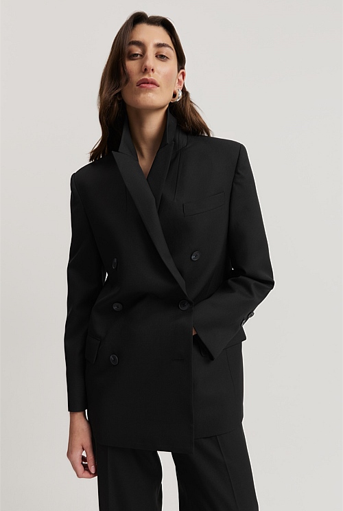 Black Tailored Double breasted Blazer Jackets Coats Country Road