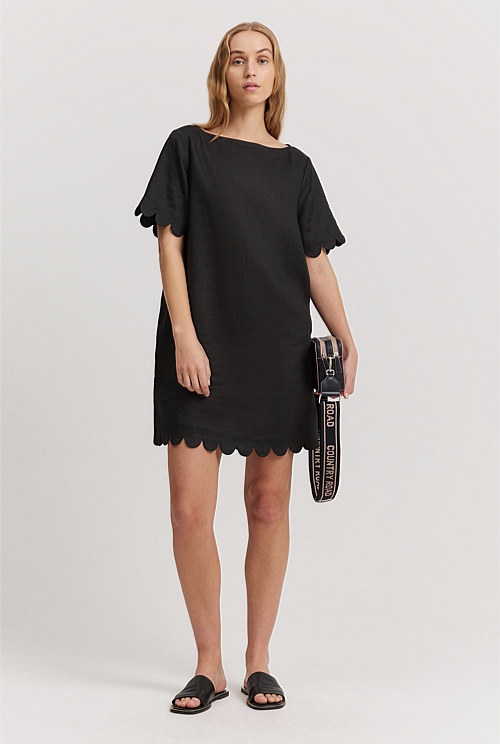 Black scallop dress best sale