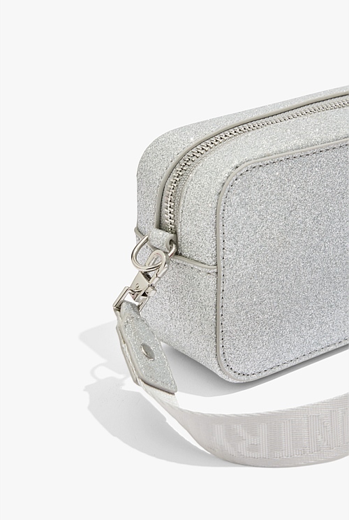 Silver glitter crossbody bag sale