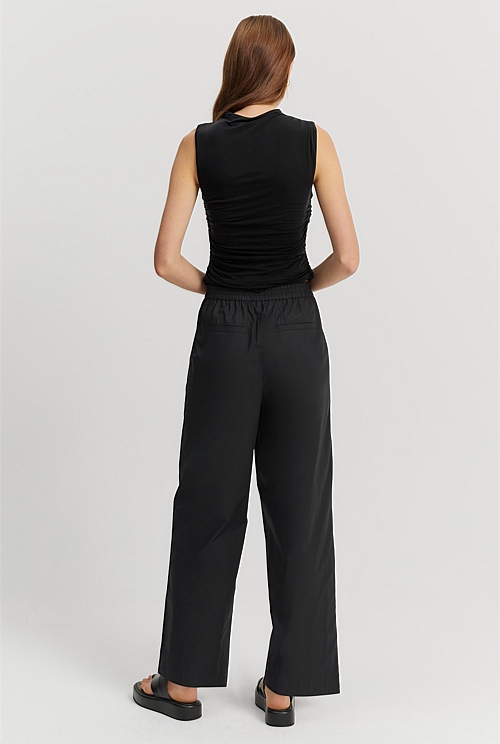 Black Organically Grown Cotton Pull-on Pant - Natural Fibres