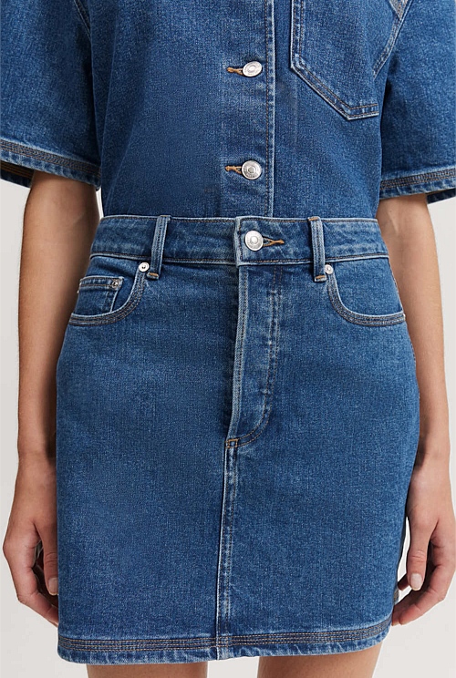 Country road denim wrap mini outlet skirt