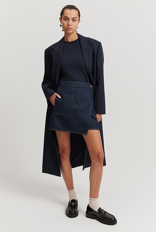 Country road 2025 denim wrap skirt