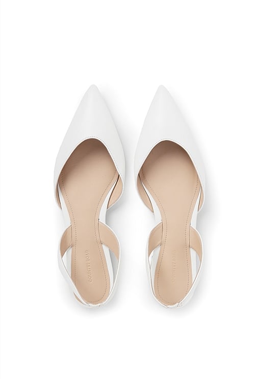 Flat white hotsell slingback shoes