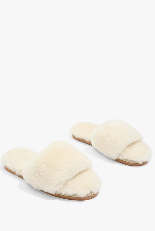 Sand Australian Made Shearling Slide Flats Country Road